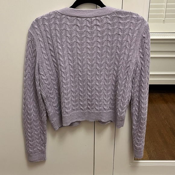 {{Reformation}} Lilac Cable Knit Cardigan - Picture 2 of 4